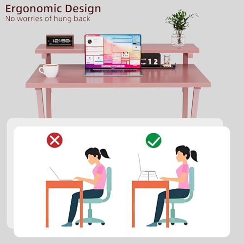 Small Desk with Adjustable Monitor Stand, Grey M4242