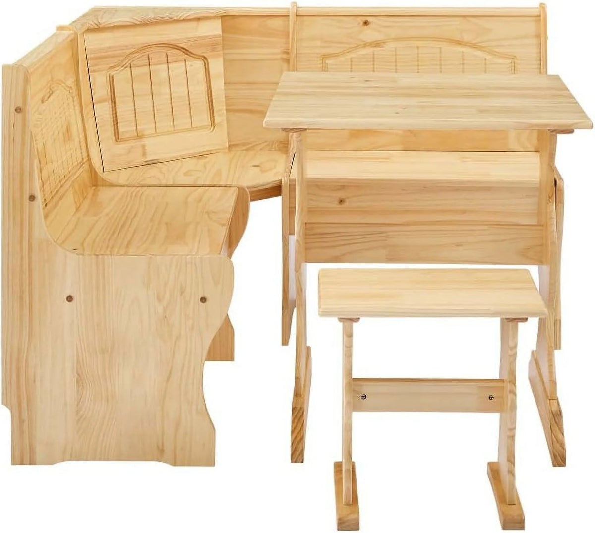3 Piece Solid Wood Dining Table Set With Side Bench L1903
