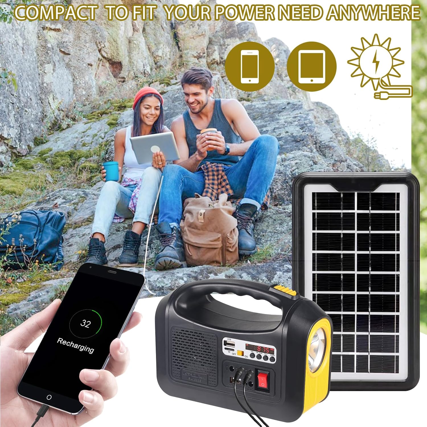Portable Power Station with 2 Sets LED Light (Yellow) X176535