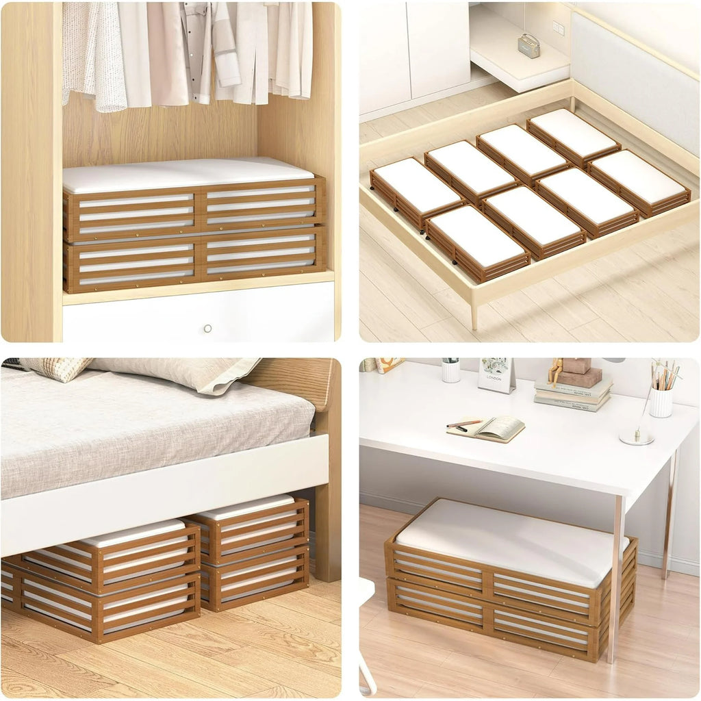 Bamboo Under Bed Storage Containers with Wheels 2 Packs U533944