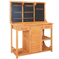Wooden Potting Bench with Storage Drawer, Cabinet, Metal Pegboard, Adjustable Hooks and Shelves R807071