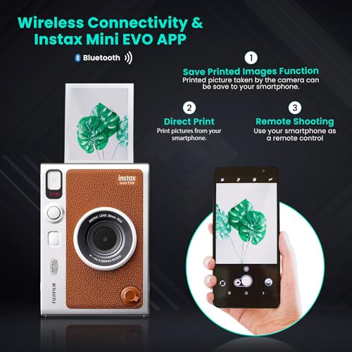Black Instant Mini EVO Hybrid Camera Bundle with 60 Instant Film Sheets G2224
