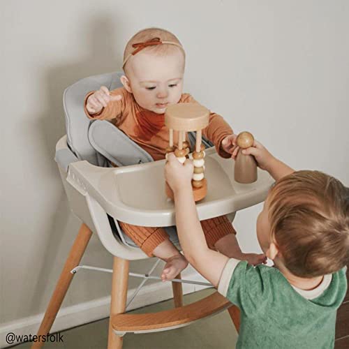 Gray Convertible Wooden High Chair with Adjustable Legs & Dishwasher Safe Tray W199068