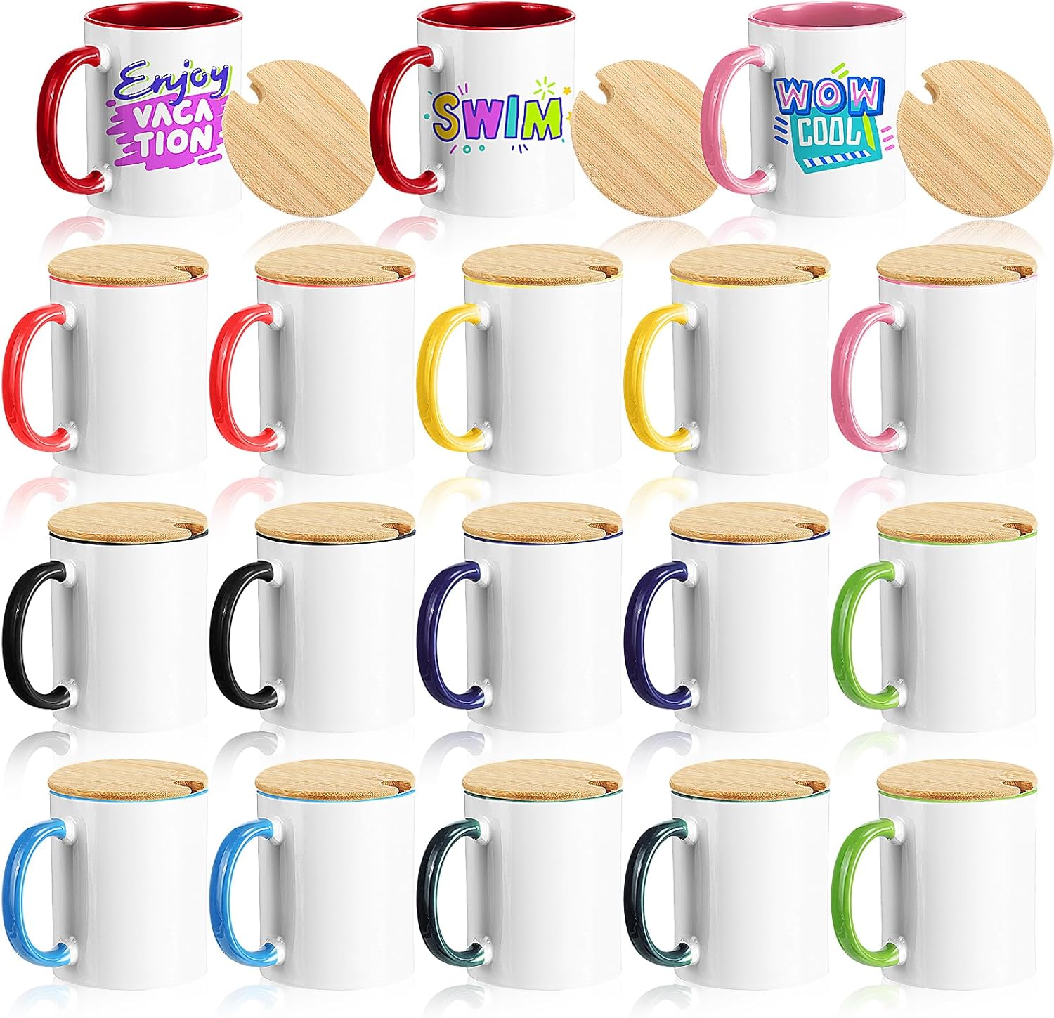 11 oz Ceramic Sublimation Mugs with Bamboo Lids C161