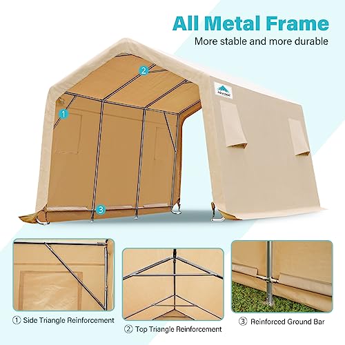 Gray 10x10 ft Heavy Duty Portable Canopy Shelter Carport with 2 Roll up Zipper Doors L573438