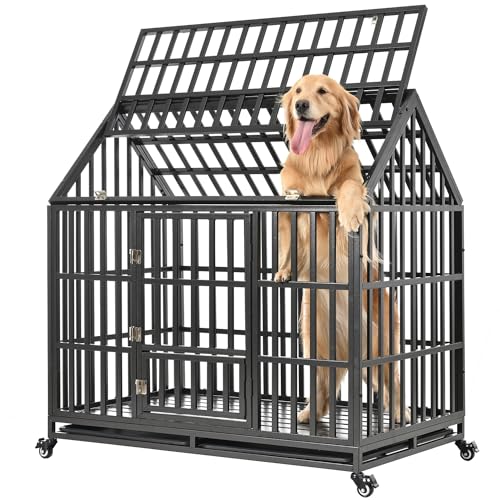 Heavy Duty Metal Dog Crate with Removable Trays, 47 Inch M9956