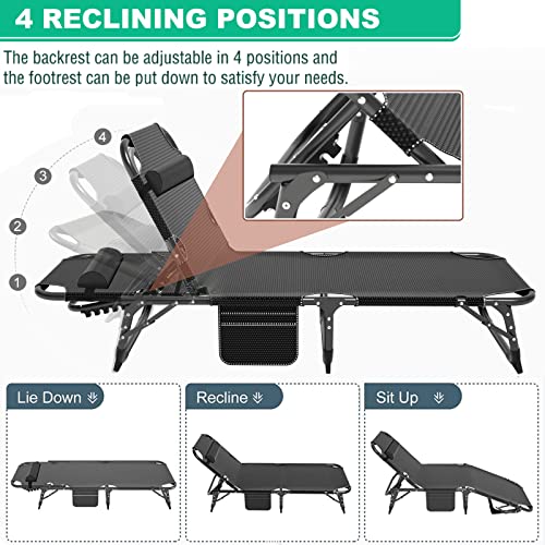 Adjustable 4-Position Folding Camping Cot with Pillow D19316
