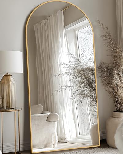 76"x34" Black Arched Floor Mirror V501