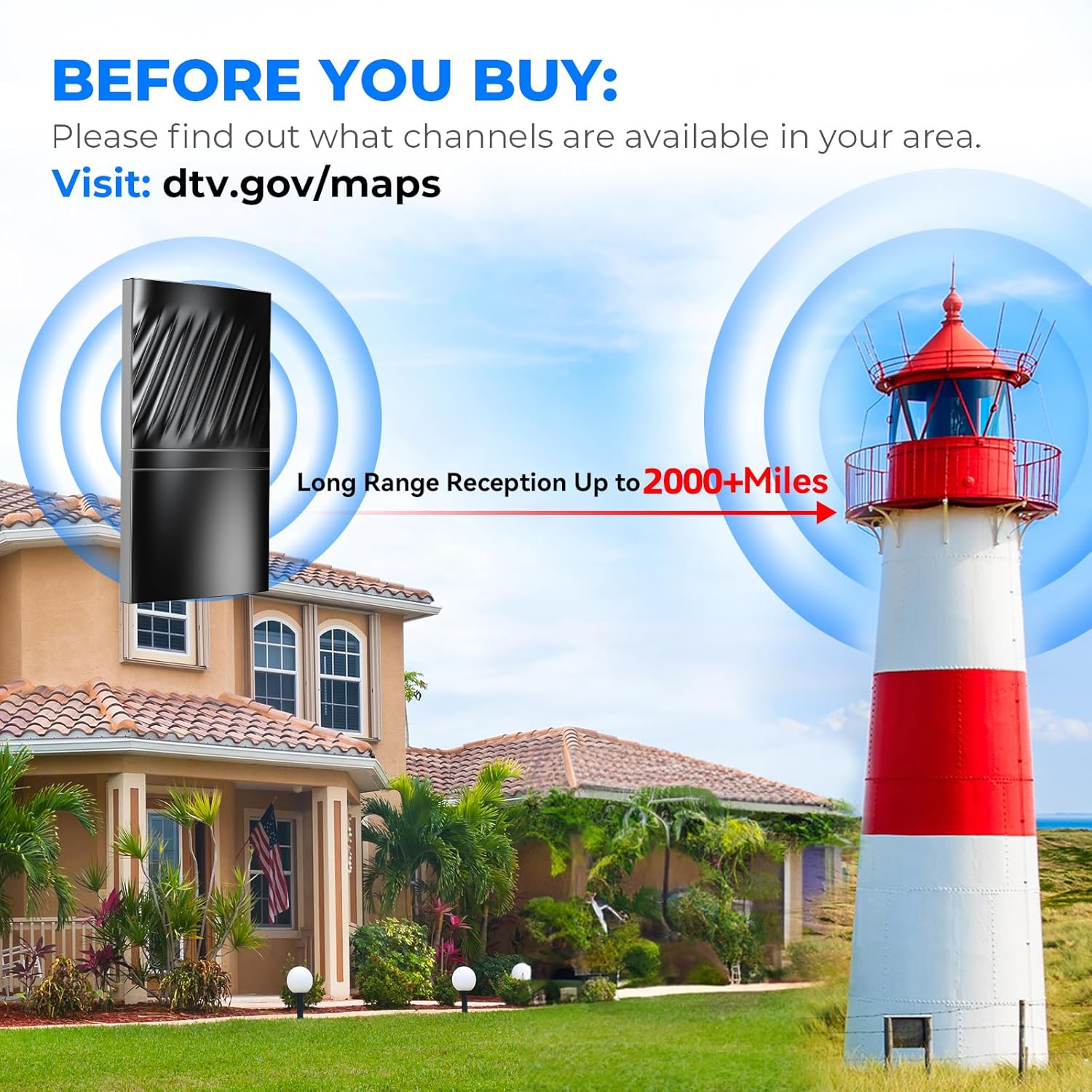 Amplified HD TV Antenna with 52ft Coax Cable Z819