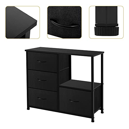 4 Drawer Fabric Storage Tower with Shelves, Dark Grey X65982