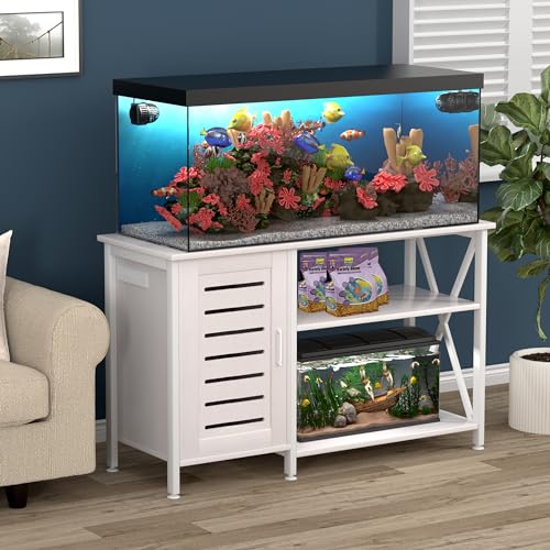 White 55-75 Gallon Fish Tank Stand with Metal Frame Y697529