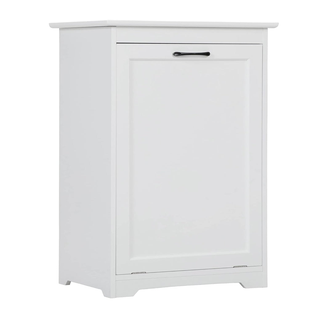 White Wooden Tilt Out Trash Cabinet, Holds 13 Gallons U562537