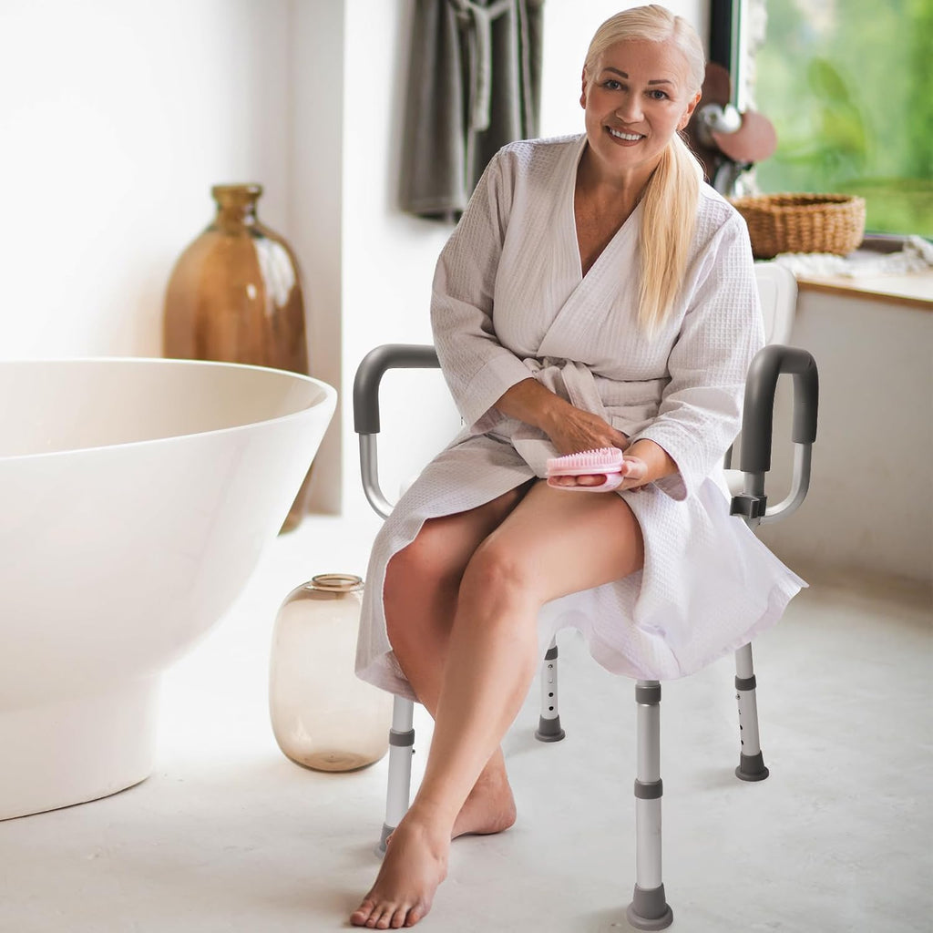 360° Swivel Non-Slip Shower Chair with Arms and Back E76540
