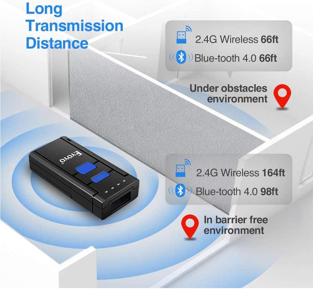 Portable 1D Wireless Bluetooth Barcode Scanner Pack of 2 N684
