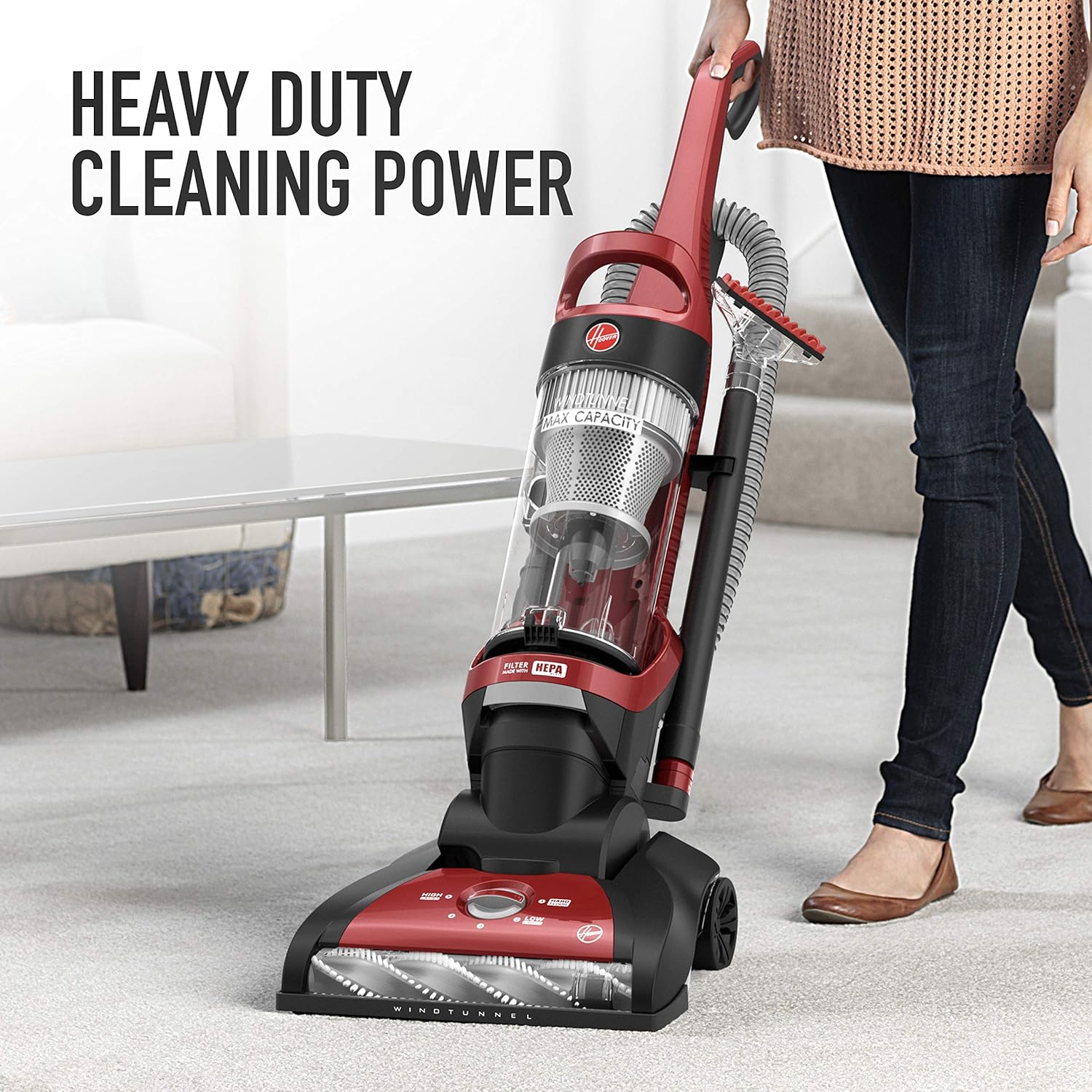 Red Upright Vacuum Cleaner with HEPA Media Filtration R1200