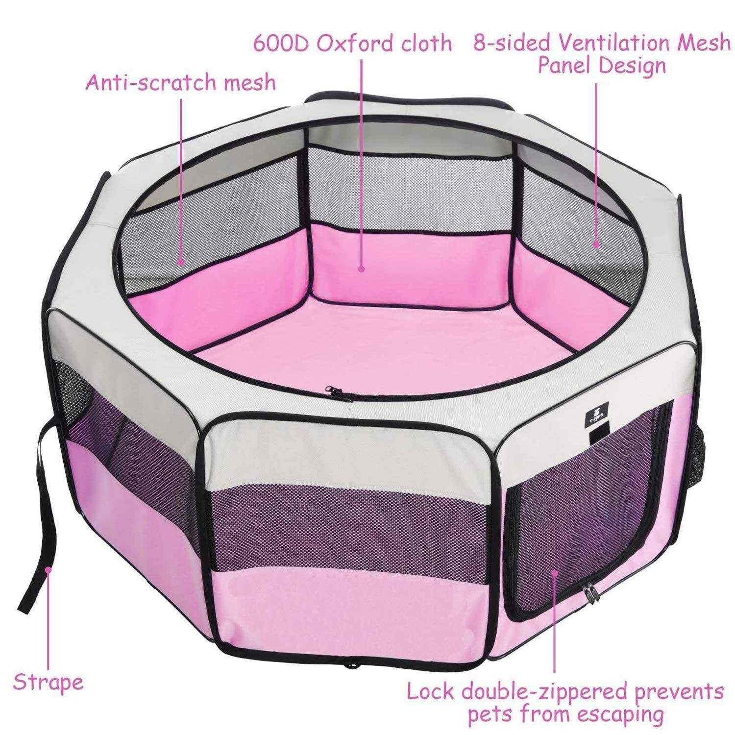 Portable Foldable Pet Playpen Kennel with Removable Zipper Top B247805