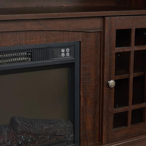 Dark Grey TV Stand with Electric Fireplace T429