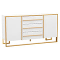 White and Gold Buffet Table with 3 Drawers 2 Doors B10814