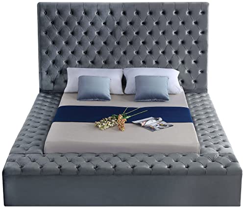 Black Velvet Upholstered Queen Bed with Storage I66091