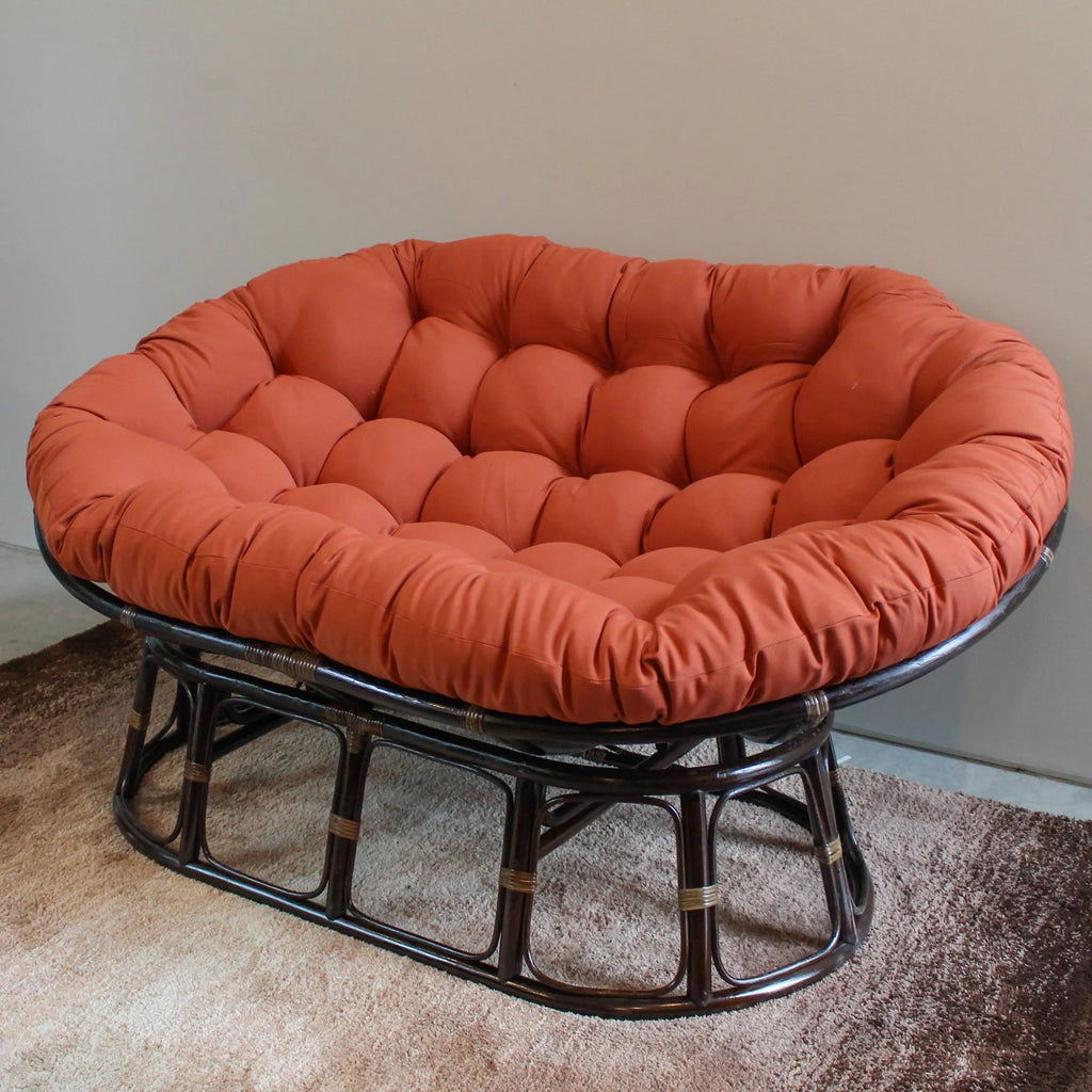 Rattan Double Papasan Chair with Twill Cushion K297599