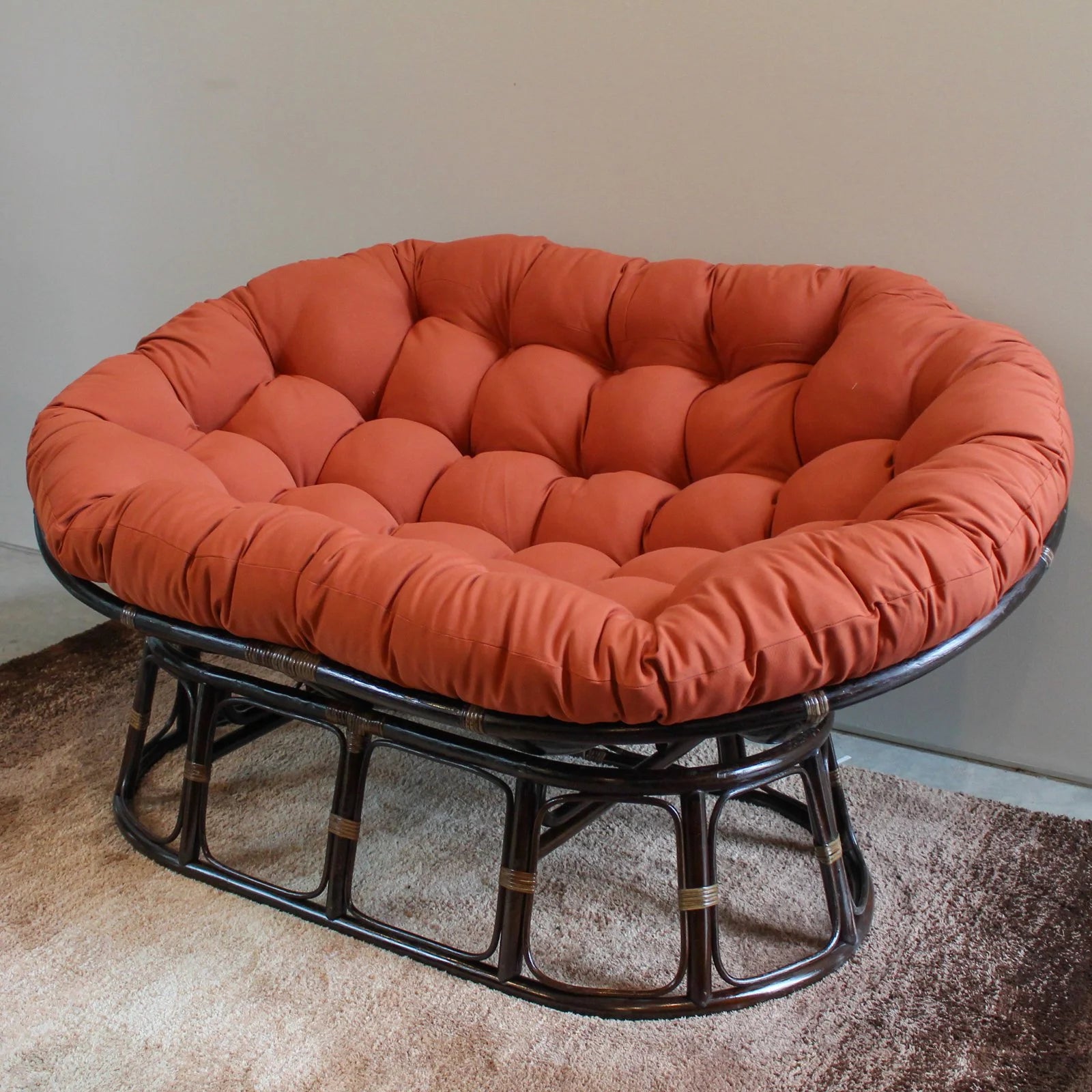 Rattan Double Papasan Chair with Twill Cushion K297599