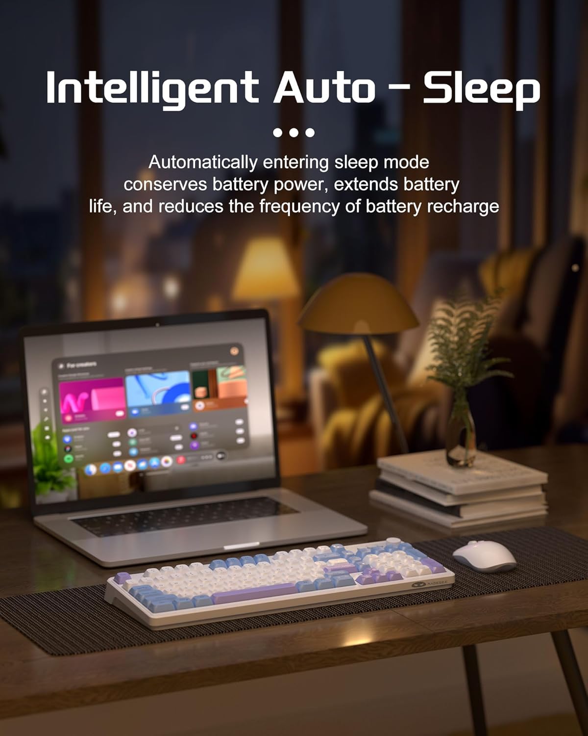 Wireless Gaming Keyboard and Mouse Combo RGB Backlit Rechargeable Mechanical Feel Keyboard 2.4GHz Quiet Blue White Purple Keyboard Mouse M564