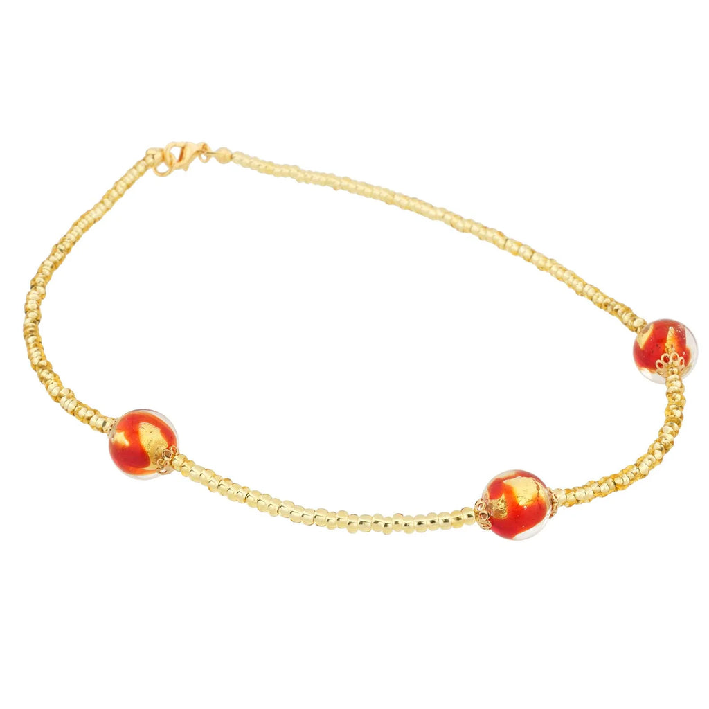 Murano Glass Royal Red Balls Necklace F2814
