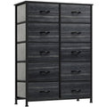 10 Drawer Fabric Storage Dresser with Steel Frame and Wooden Top U493