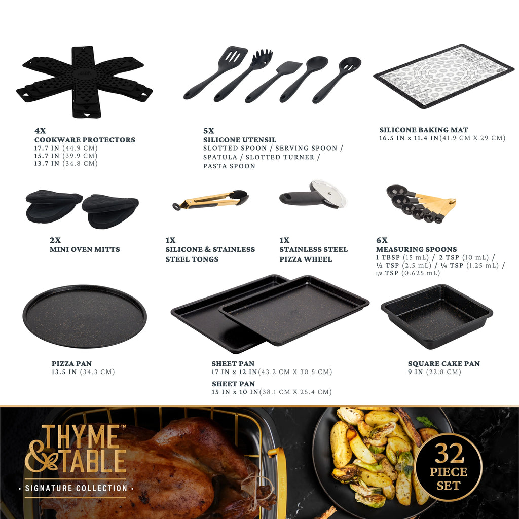 32-Piece Non-Stick Cookware & Bakeware Set, Black Z293847
