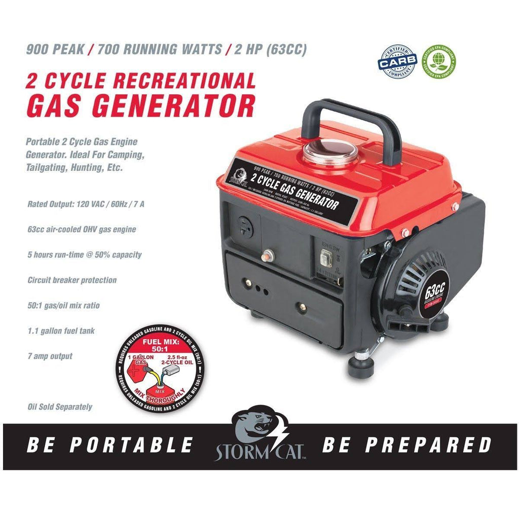 Portable Gas Generator 2 Cycle 900 Peak/700 Running Watts 2 HP A77375