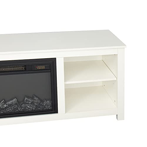 White 4 Cubby Electric Fireplace TV Stand Y7847