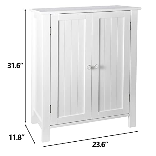 Gray Wooden Floor Storage Cabinet with Double Door and Adjustable Shelf J405