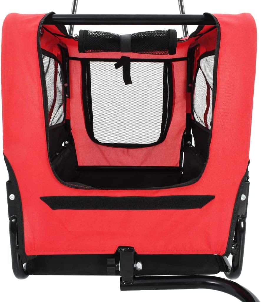 Red and Black Folding Dog Bike Trailer and Jogging Stroller R21672