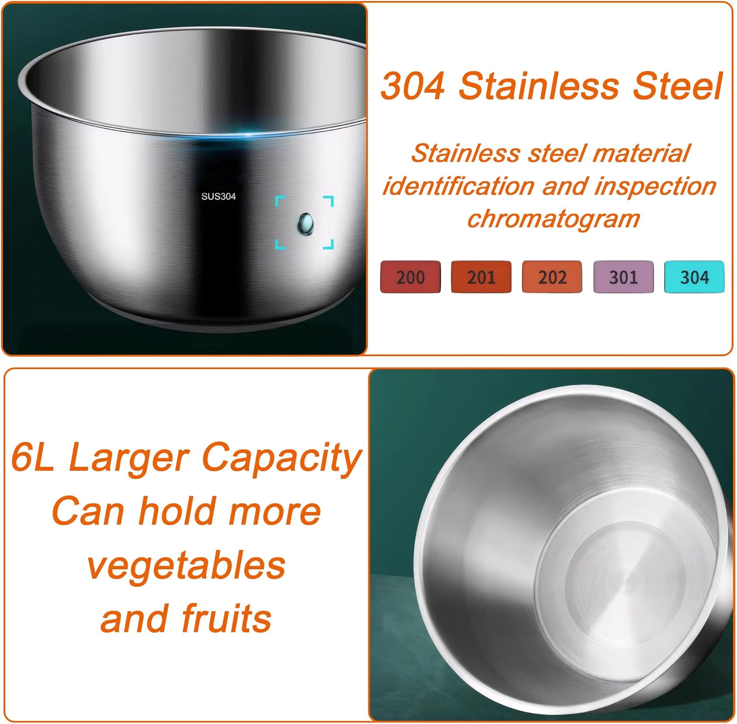 6L Stainless Steel Salad Spinner V570811