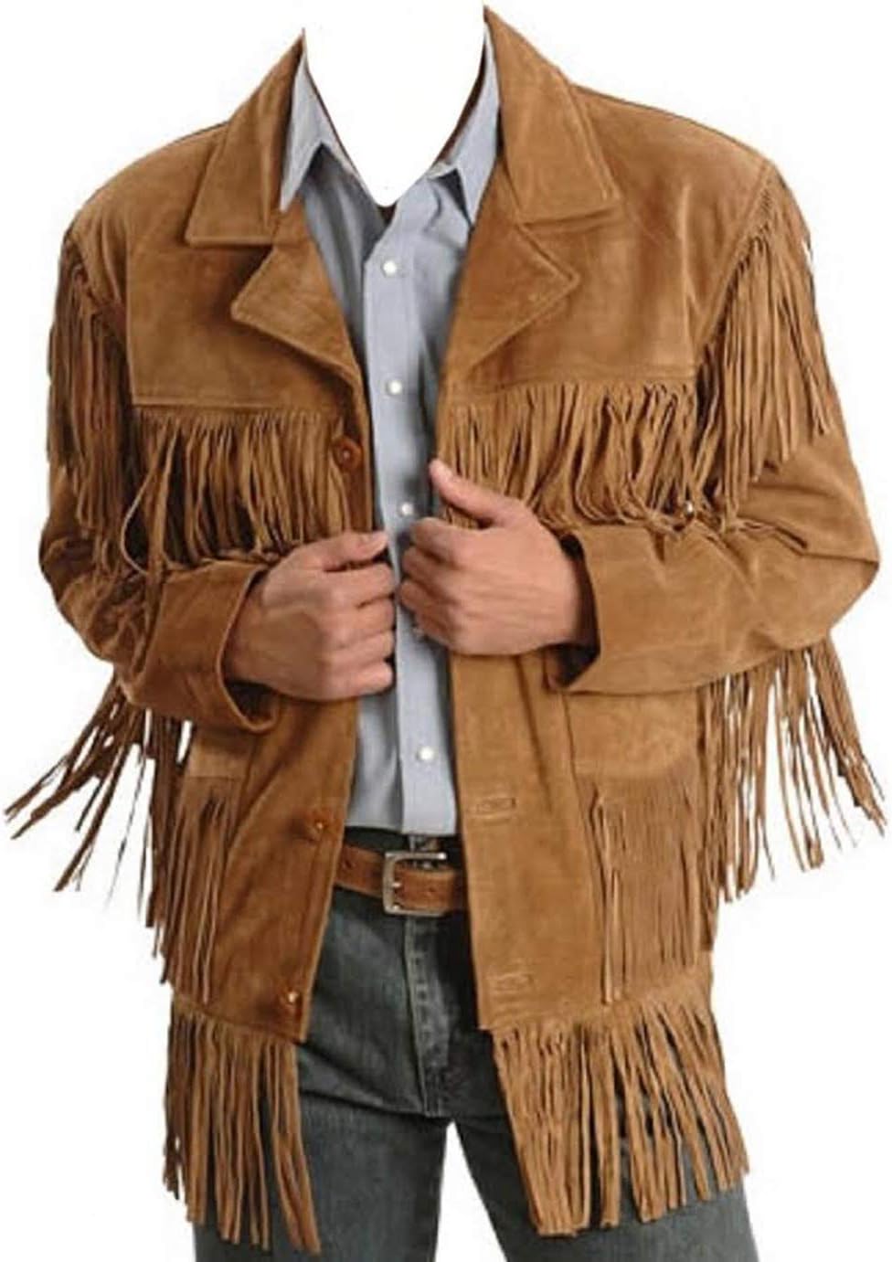Brown Suede Leather Cowboy Jacket with Fringe A19265