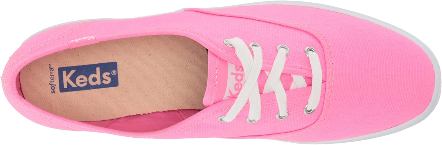 Neon Pink Canvas Lace Up Sneaker H3646