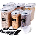 6 Piece Airtight Plastic Cereal Storage Containers with 16 Labels & Pen V248