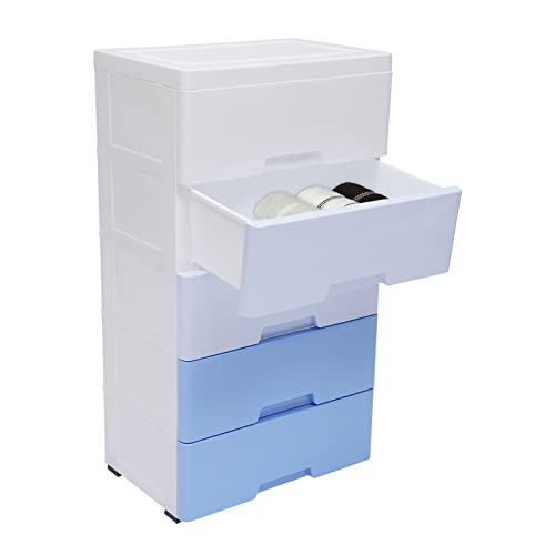 5 Drawer Plastic Storage Cabinet with Wheels Y23660