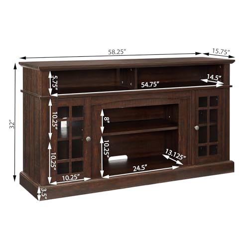 Dark Grey TV Stand with Electric Fireplace T429