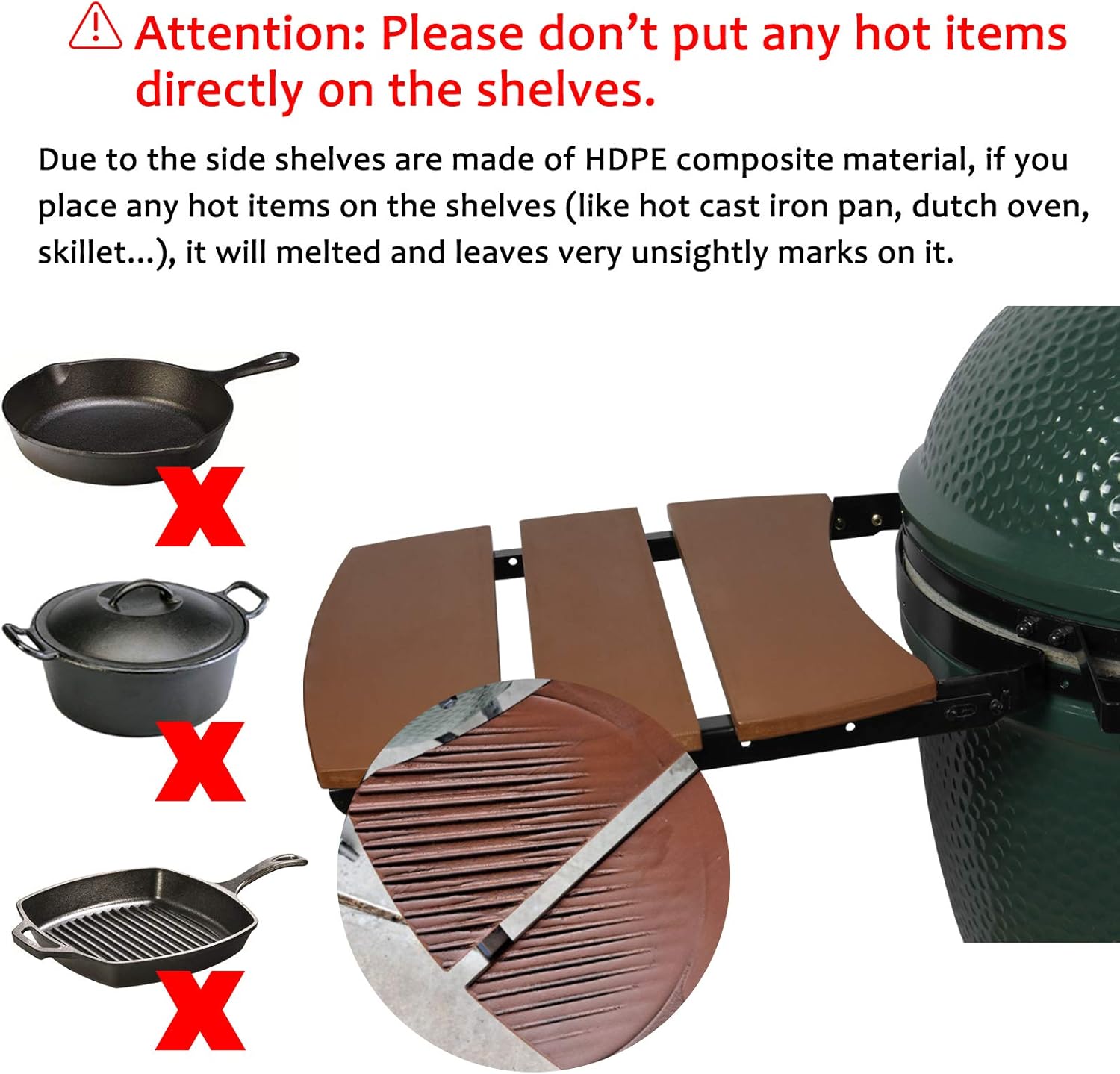 3 Shelves Slats HDPE Grill Side Shelves U228