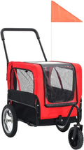 Red and Black Folding Dog Bike Trailer and Jogging Stroller R21672