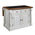 Off-White Kitchen Island Set with 2 Stools U624