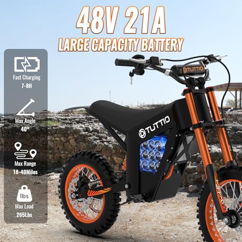 Electric Dirt Bike 2000W, 37MPH Speed, 14"/12" Fat Tires Electric Motorcycle, 48V 21AH Battery L789818