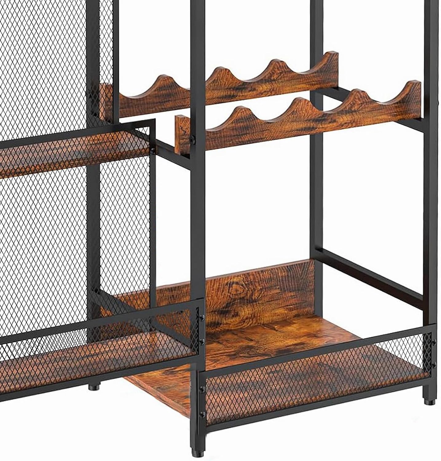 Rustic Brown 3-Tier Floor Liquor Cabinet H233049