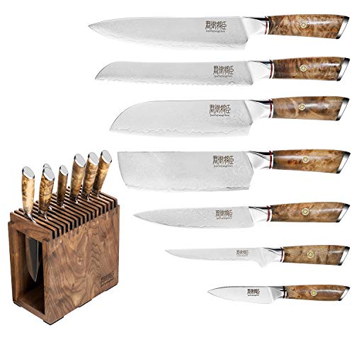 8 Piece Damascus Steel VG10 Stainless Steel Knife Set with Wood Block M5087