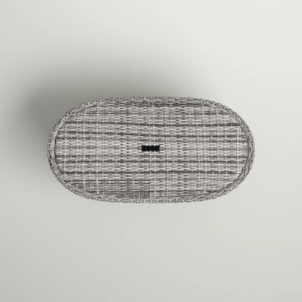 Outdoor Wicker Oval Coffee Table with Storage J136738
