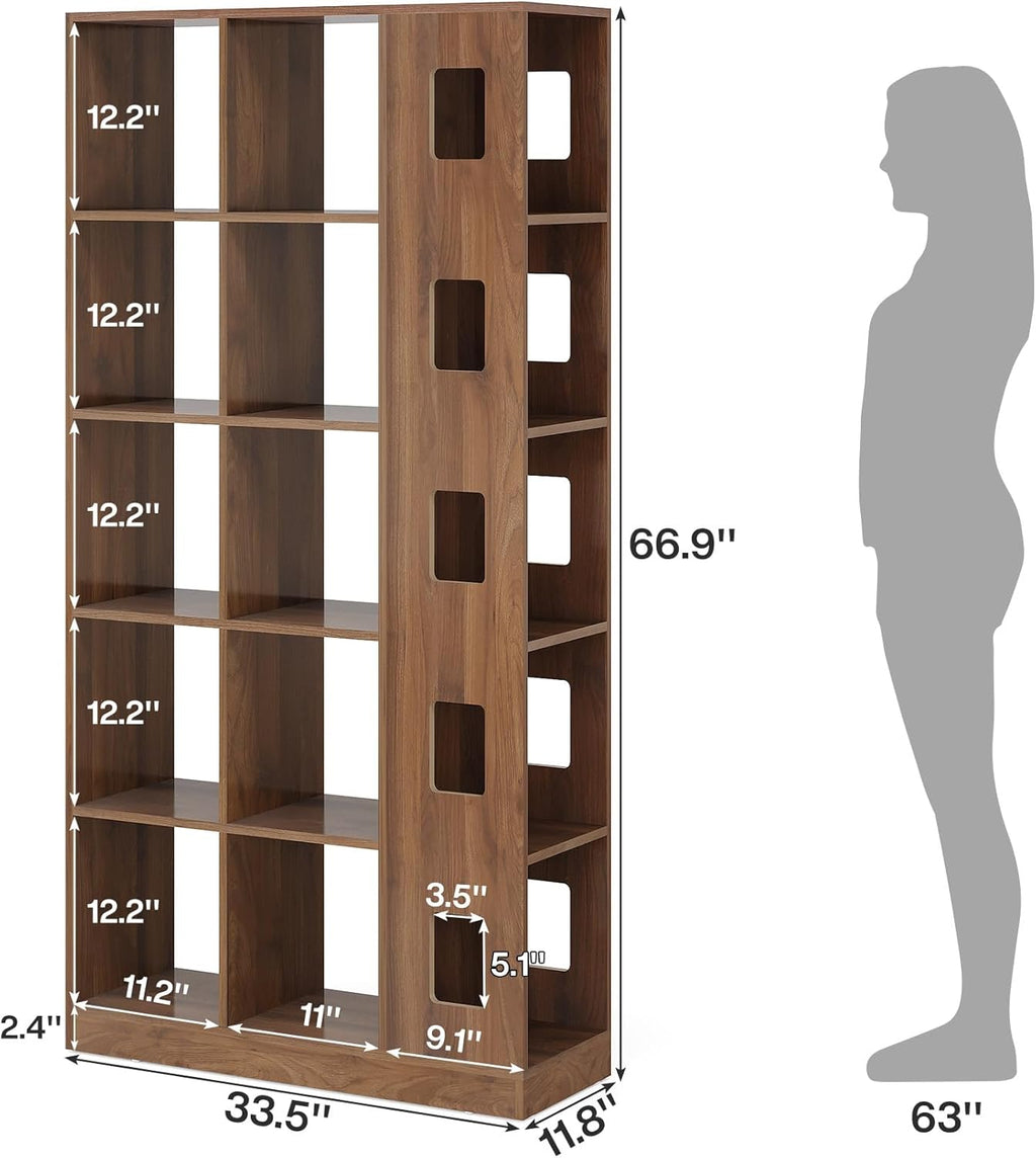 15 Cube 5 Tier Wooden Open Bookshelf (Brown) N385799
