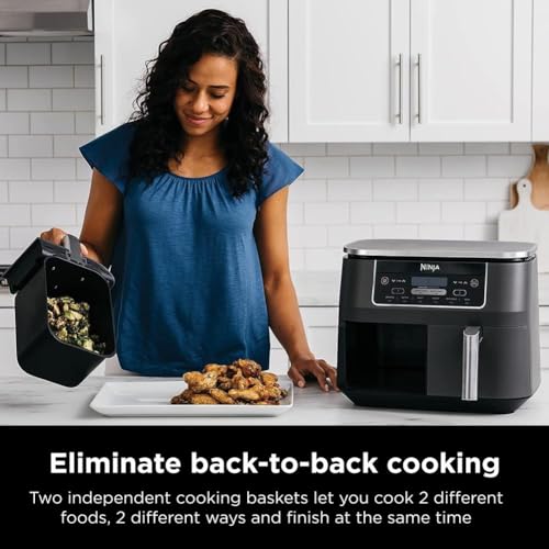 10 Quart DualZone XL 2-Basket Air Fryer, Grey Q856448