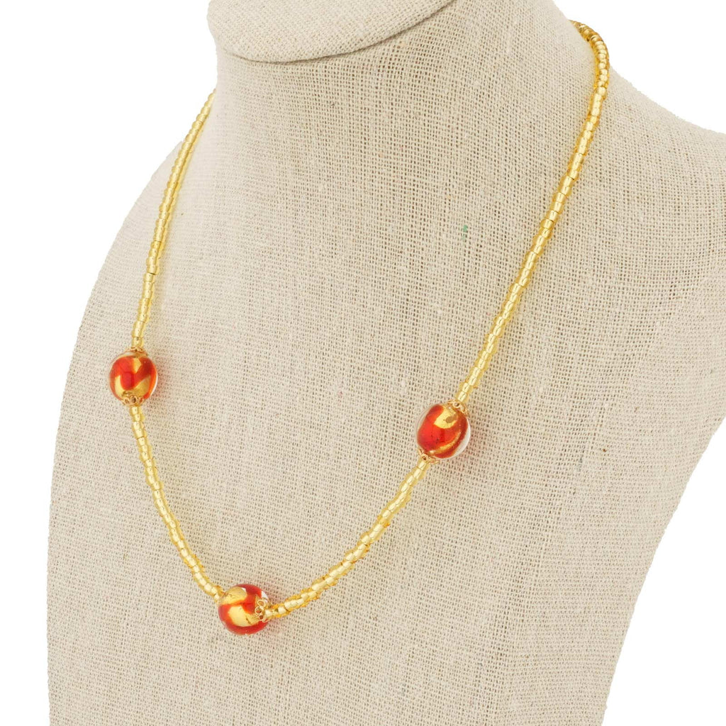 Murano Glass Royal Red Balls Necklace F2814