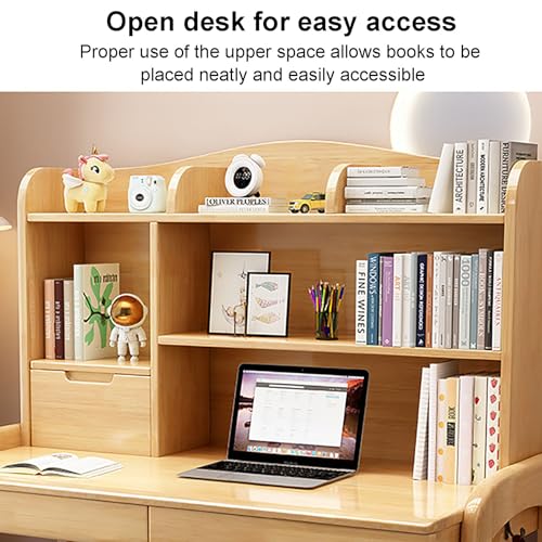 White Solid Wood Writing Desk with Drawers and Shelf V9541